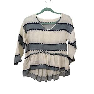 Elegant Women's Blouse with Navy and White Stripes